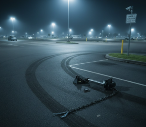 Grey nomad caravan with coupling lock and wheel clamp fitted — caravan theft Australia security guide