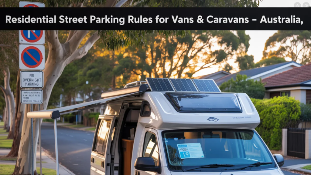 No overnight parking sign for vans and caravans in Australia
