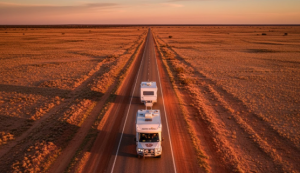 The Best Routes to Drive Around Australia for Grey Nomads. in the open Australian Desert.