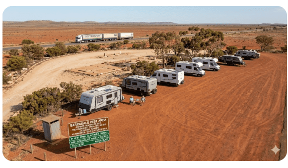 Barradale Rest Area is one of the most critical free overnight stops on the North West Coastal Highway for senior grey nomads travelling between Exmouth and Karratha in Western Australia in 2026