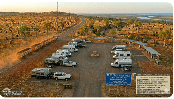 Fred Drew Rest Area is a free roadside rest stop on the Bruce Highway (A1) in Tropical North Queensland — and in 2026 it remains one of the most reliable free overnight stops for senior grey nomads travelling between Townsville and Cairns.