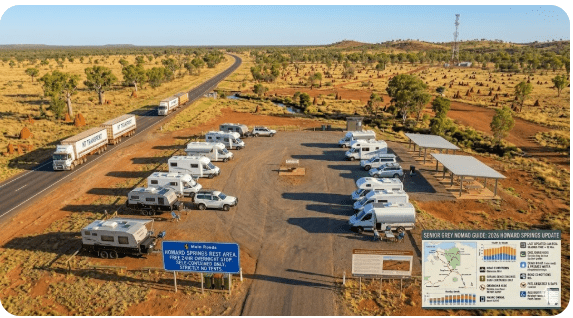 Howard Springs Rest Area free camping site near Darwin NT with caravan parked under shade shelter 2026