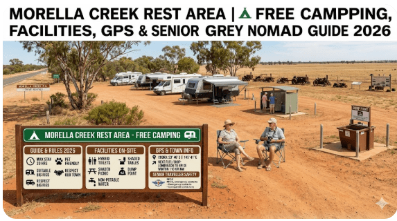 Morella Creek Rest Area is one of those quiet, unassuming roadside stops that experienced grey nomads mark on their maps and return to year after year