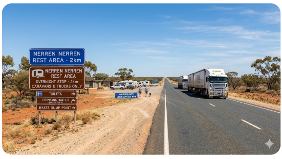 North West Coastal Highway near Nerren Nerren Rest Area Western Australia travel route