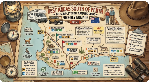 Rest areas south of Perth are the backbone of every grey nomad trip up Australia's Coral Coast 