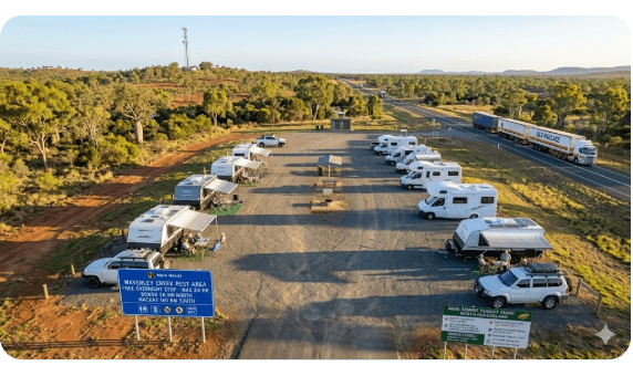 Waverley Creek Rest Area is a free roadside rest stop on the Bruce Highway approximately 28 km south of Bowen and 37 km north-east of Collinsville in North Queensland.