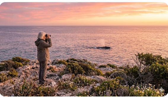 Southern right whale spotted offshore during whale watching at Cape Riche near Albany Western Australia