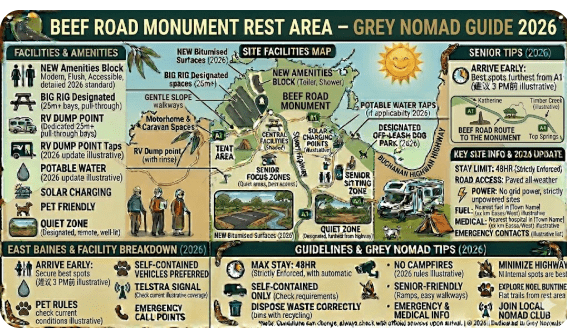 Beef Road Monument Rest Area on the Barkly Highway Northern Territory at golden hour with open Barkly Tablelands landscape