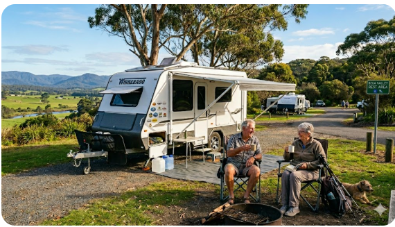 Bega rest areas guide showing inland NSW South Coast location, nearby highway access, facilities, and overnight stop options for senior grey nomads travelling through the Bega Valley in 2026