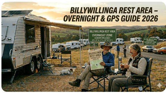 Billywillinga Rest Area on the Mid-Western Highway NSW — grey nomad overnight stop between Bathurst and Cowra
