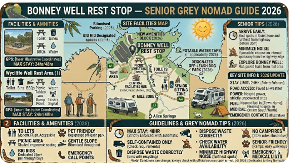 Bonney Well Rest Stop Stuart Highway Northern Territory grey nomad overnight parking area 2026