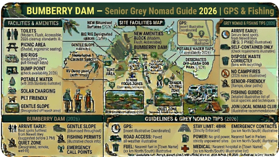 Bumberry Dam reserve near Parkes NSW — quiet freshwater dam with camping area and fishing access for grey nomads