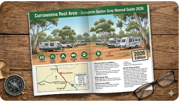 Complete Senior Grey Nomad Guide 2026 — GPS coordinates, facilities, road conditions, fuel stops, dump points, safety tips