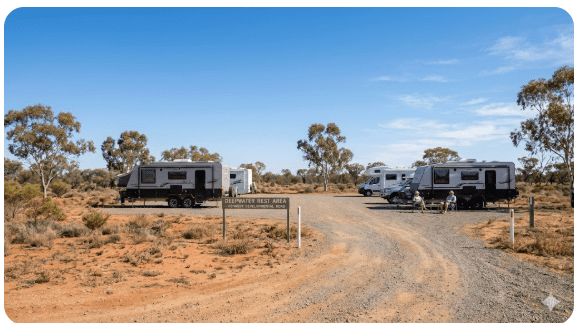 Deepwater Rest Area free camping guide 2026 with GPS, toilets, water, dump point planning, safety and medical info for senior grey nomads travelling inland Queensland.