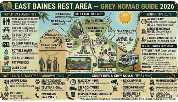 East Baines Rest Area on the Victoria Highway Northern Territory with open savanna landscape at sunset