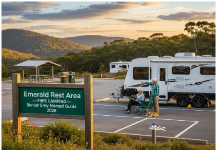 Emerald Rest Area is one of the most convenient free overnight stops in Central Queensland for grey nomads travelling the Capricorn Highway