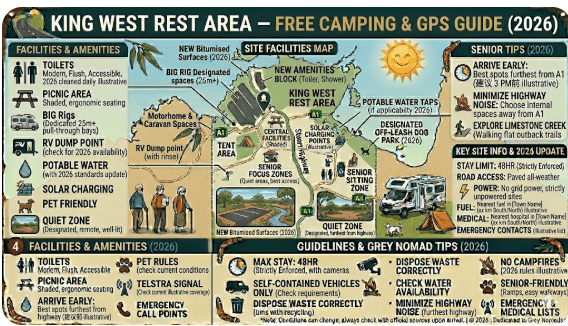 King West Rest Area on the Stuart Highway Northern Territory — free overnight stop for grey nomads