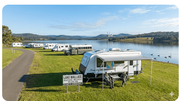 Lake Wallace Wallerawang NSW free camping area with lake views and boat ramp — Grey Nomad guide 2026