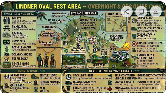 Lindner Oval Rest Area Parkes guide with GPS, overnight parking rules, facilities, and practical tips for grey nomads travelling the Newell Highway through central NSW.