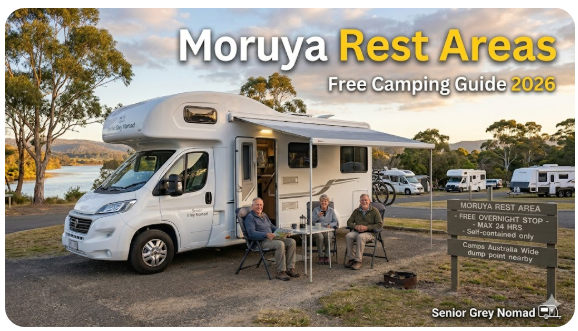 Moruya rest area guide showing Princes Highway location, nearby facilities, and overnight stop options for senior grey nomads travelling the NSW South Coast in 2026