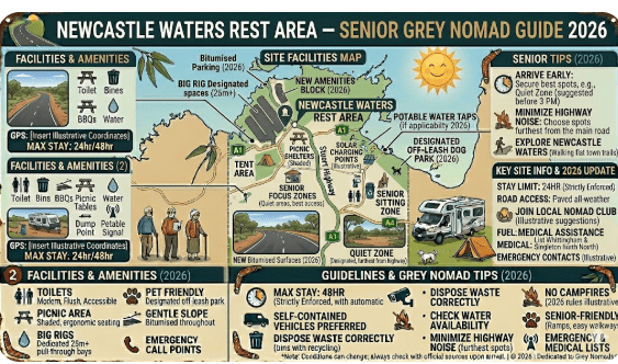 Newcastle Waters Rest Area on the Stuart Highway Northern Territory — free overnight stop with historic townsite