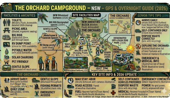The Orchard Campground private campground South Bathurst NSW 2795 — grey nomad camping guide 2026