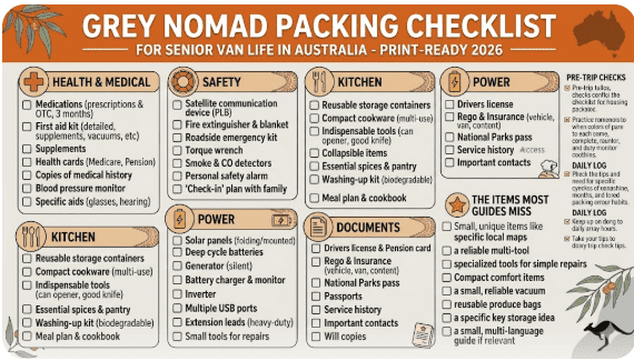 Grey Nomad Packing Checklist – Everything Senior Van Life Travellers Actually Need in 2026