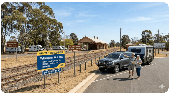 Complete 2026 guide to Wallangarra Rest Area for grey nomads. QLD/NSW border stop, free camping rules, GPS coordinates, facilities, and senior safety tips.