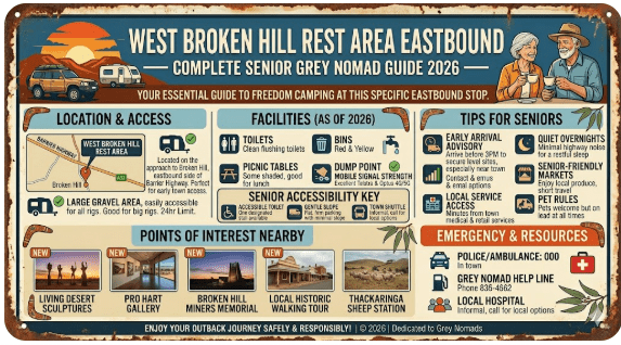 West Broken Hill Rest Area Eastbound on the Silver City Highway NSW — free overnight stop for grey nomads 2026