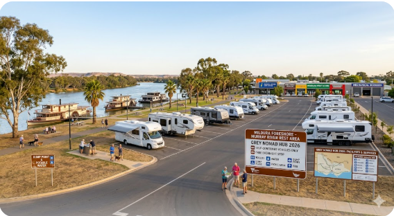 Mildura rest area along the Murray River, Mildura VIC 3500 — grey nomad caravan stop guide 2026